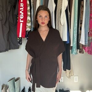 LOFT brown knit wrap vest – size XS/S